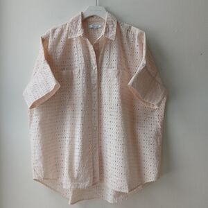 Madewell Courier Eyelet Oversized Shirt Light Pink Women's Medium